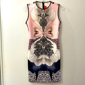 Gorgeous Swan Crane Clover Canyon Neoprene Dress M Med 4-6 Bodycon